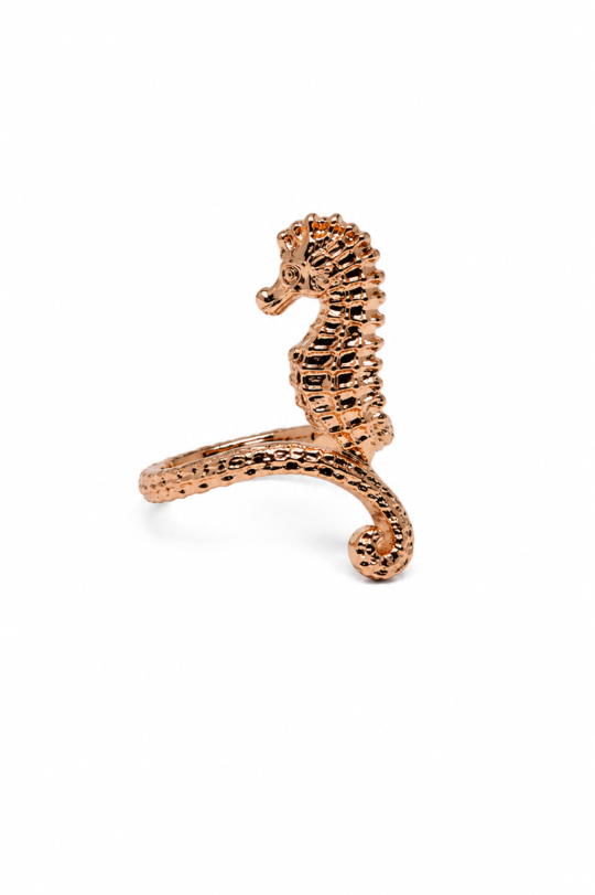 Rose Gold Adjustable Seahorse Design Finger Ring for Women
