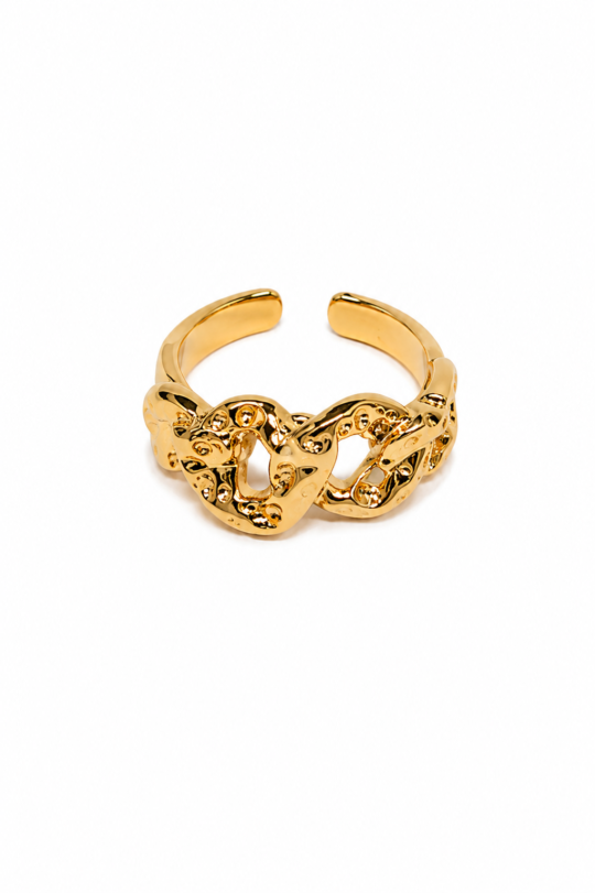 Modern Gold Chain Link Adjustable Ring – Minimalist Statement Ring