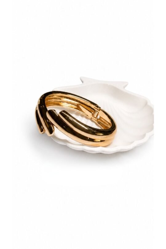 Gold Plated Broad Bracelet with Contemporary Design