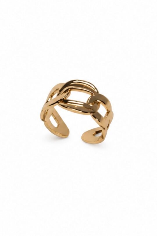 Gold-Tone Interwoven Open Ring interwoven bands.