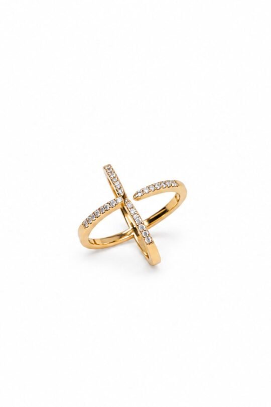 Crossing Circle Crystal Ring