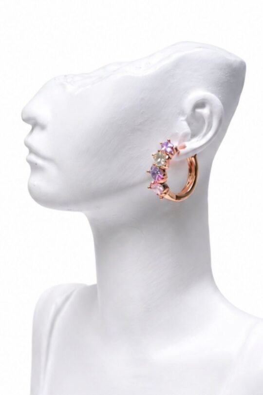 White and Blue Stone Small Flowery Earring
