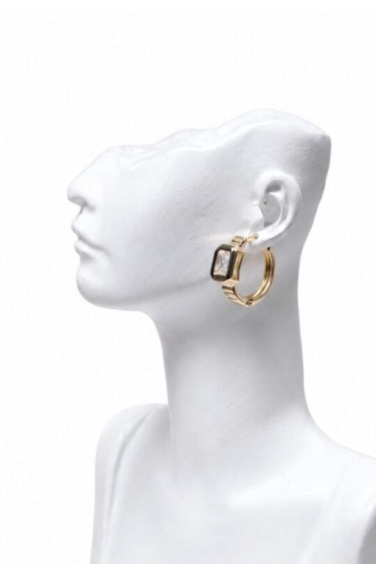 Squared Topaz accent Timeful earrimg