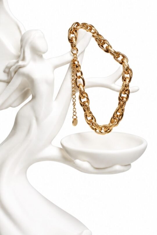 Stylish layered chain Bracelet with intertwined link detailing.
