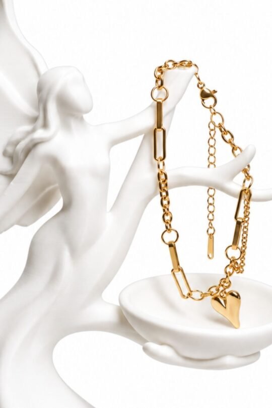 Chain-link Detailing and a Heart Charm Bracelet