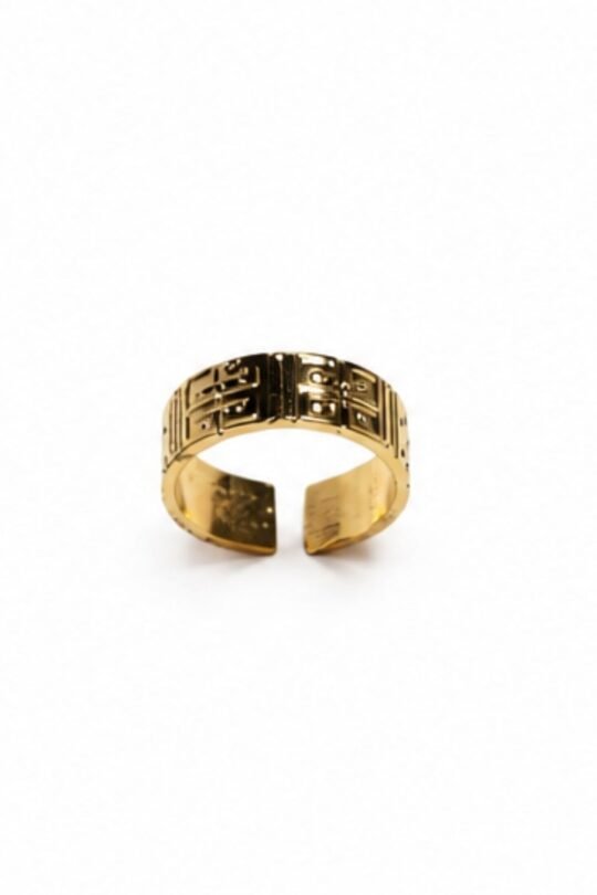 Geometric Pattern Gold Ring