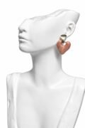 Peach-pink Marbled Heart design Earrings with Geometric Top