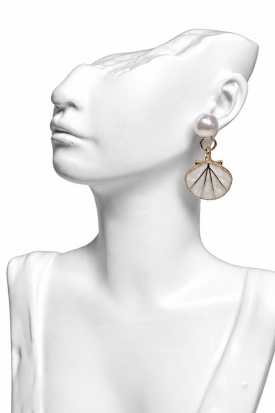 Pearl and Shell accent Drop Earrings