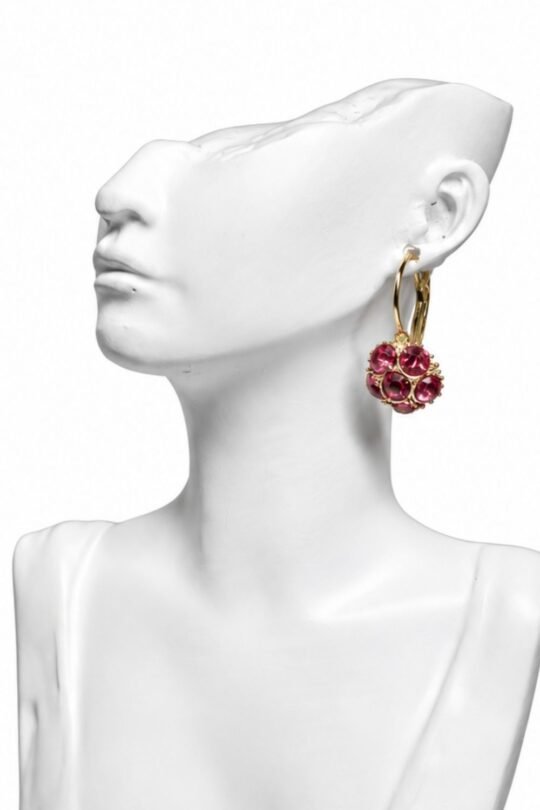 Stylish Crystal Drop Earrings with maroon stone.