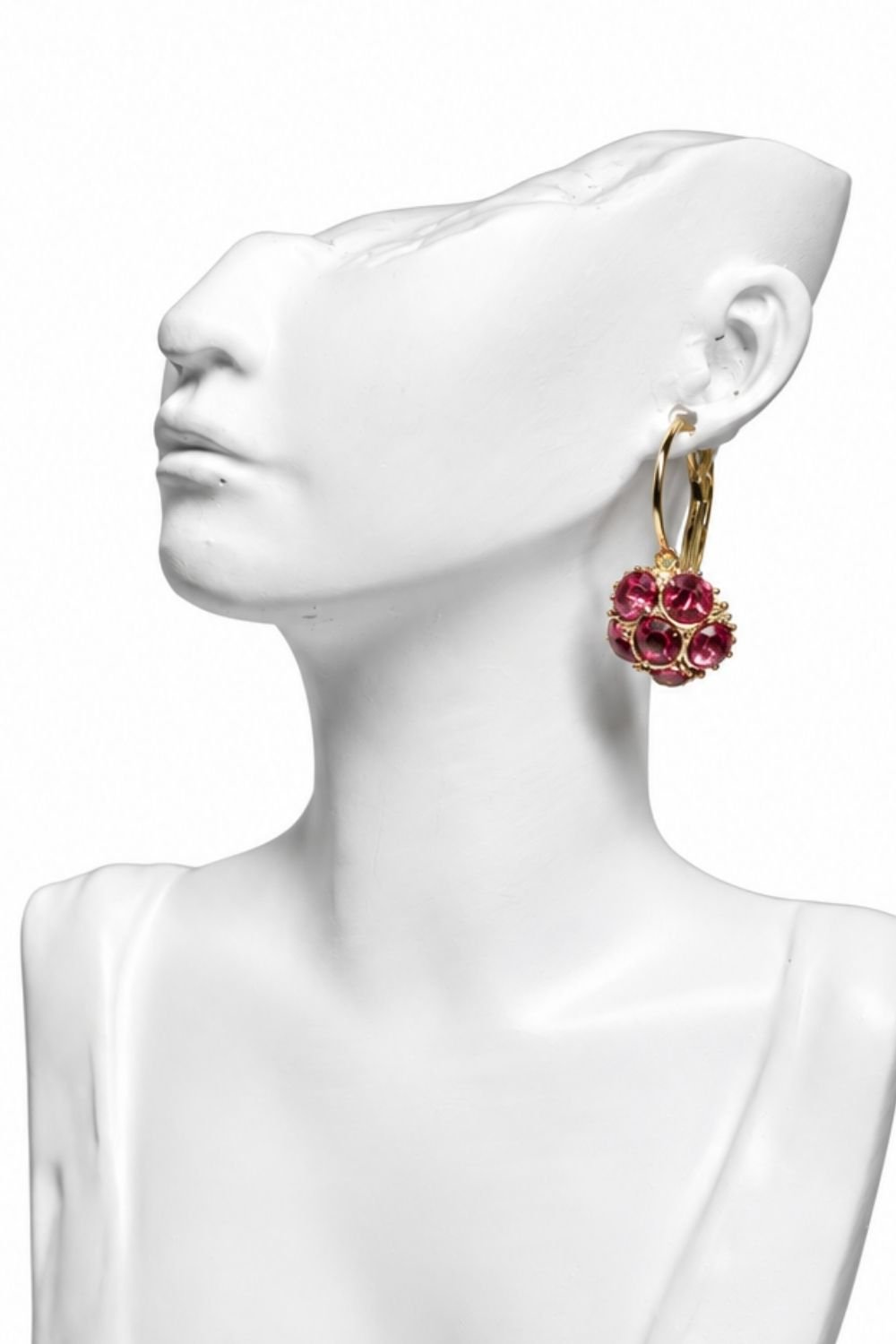 Stylish Crystal Drop Earrings with maroon stone.