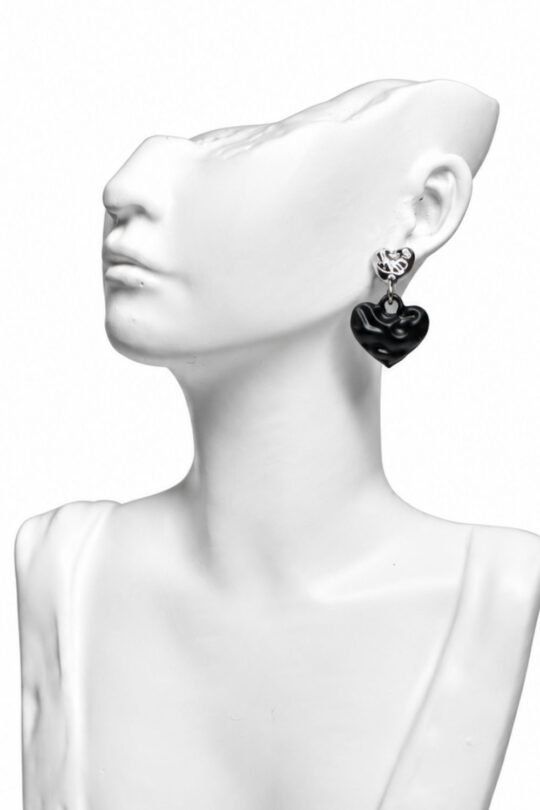 Black Heart Drop Earrings