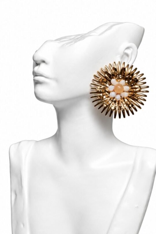 Sun inspired Materialistic Fission Centre Glamarous Golden accent Earring