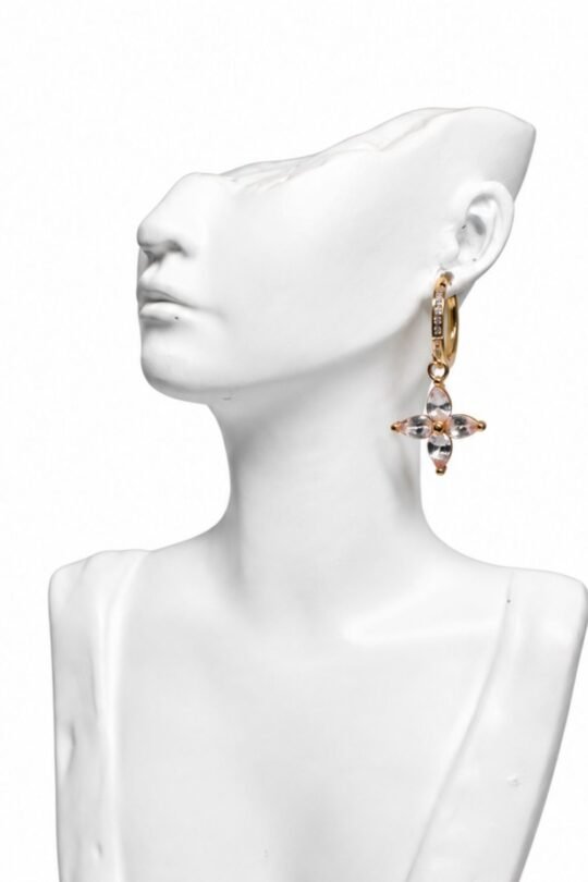 Hanging Floral accent hued Crystal Earring