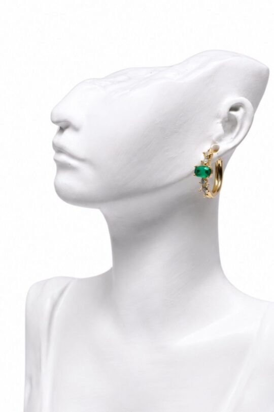 Shaped Tiny Panna Accent Gold-Tone Crystal Earring