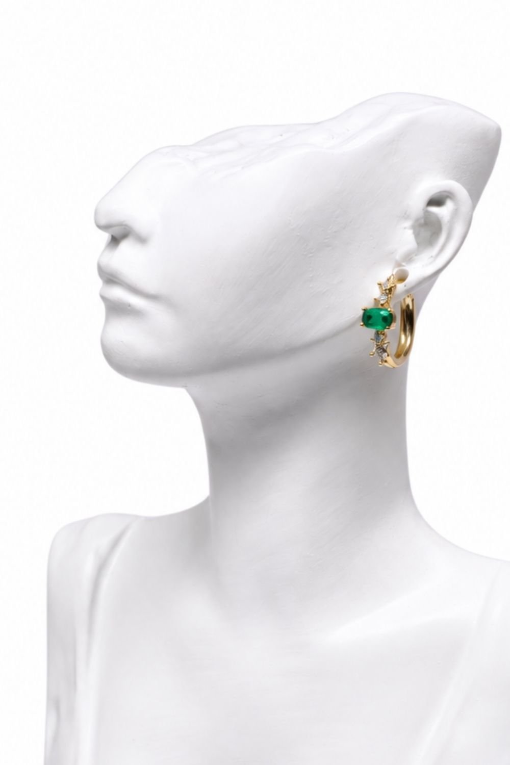 Shaped Tiny Panna Accent Gold-Tone Crystal Earring