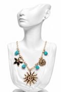 Gold-Tone Turquoise & Sun accent Pendant Necklace