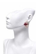 Rubellite Crystal Gold accent Earring