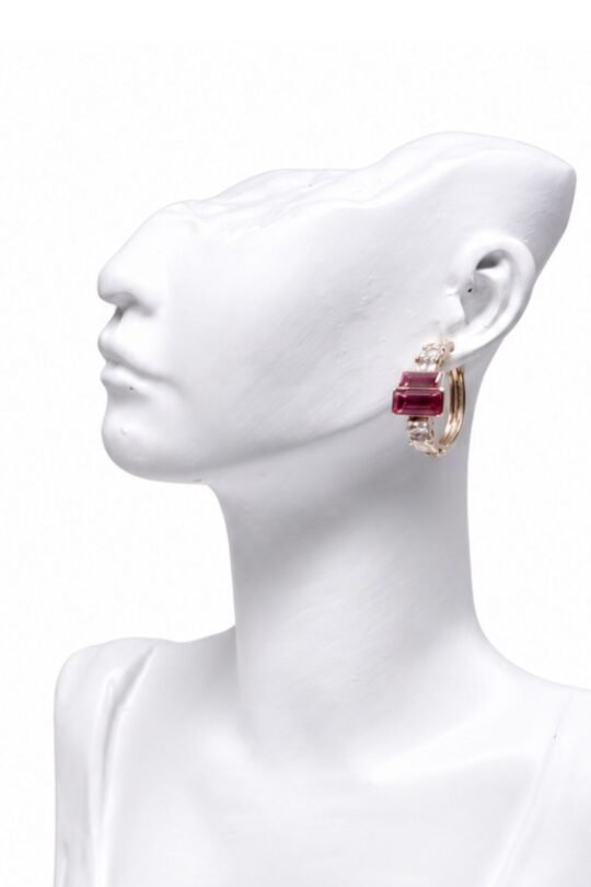 Rubellite Crystal Gold accent Earring