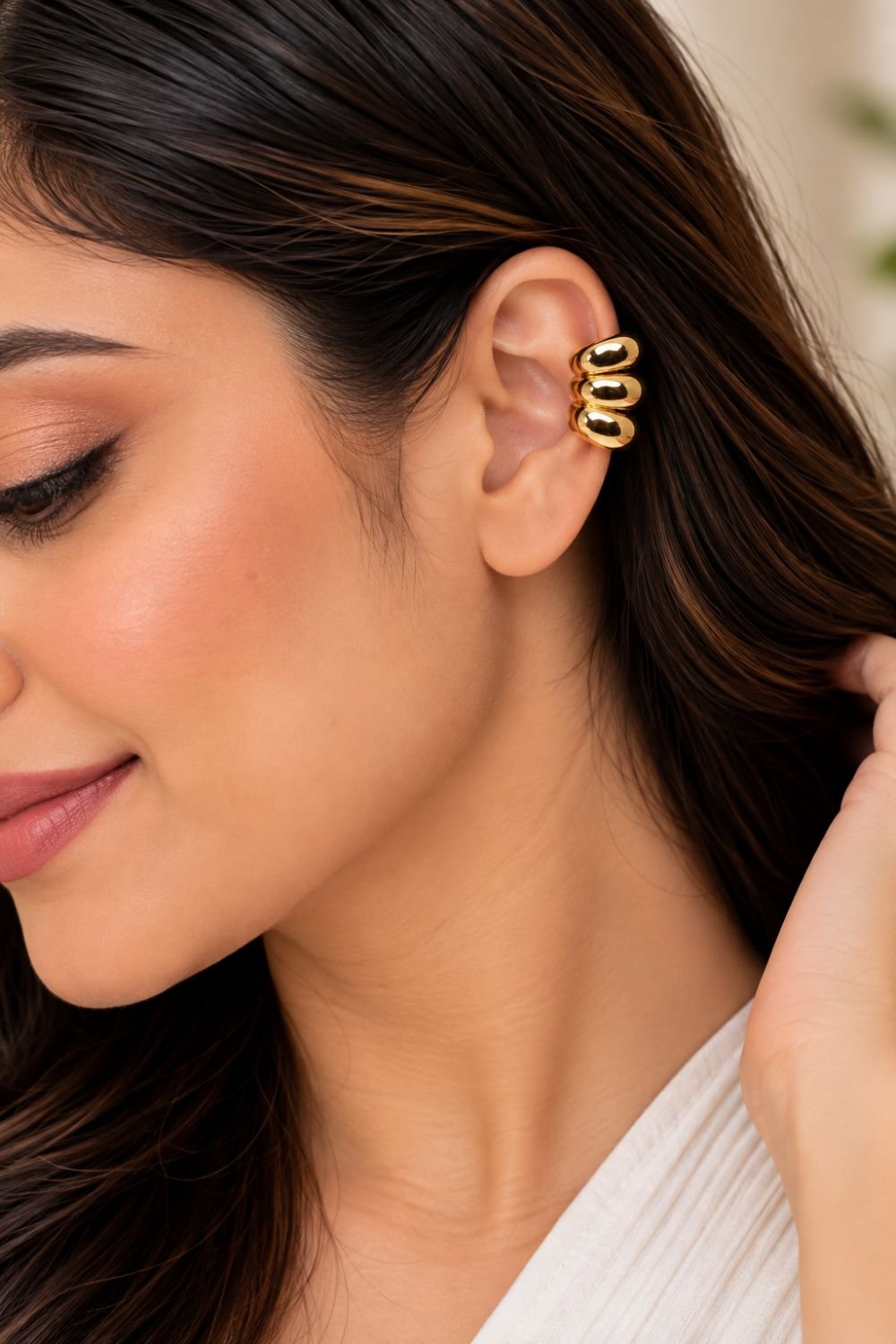 Gold-Tone Thick Multi-Band Ear Cuff - Image 2