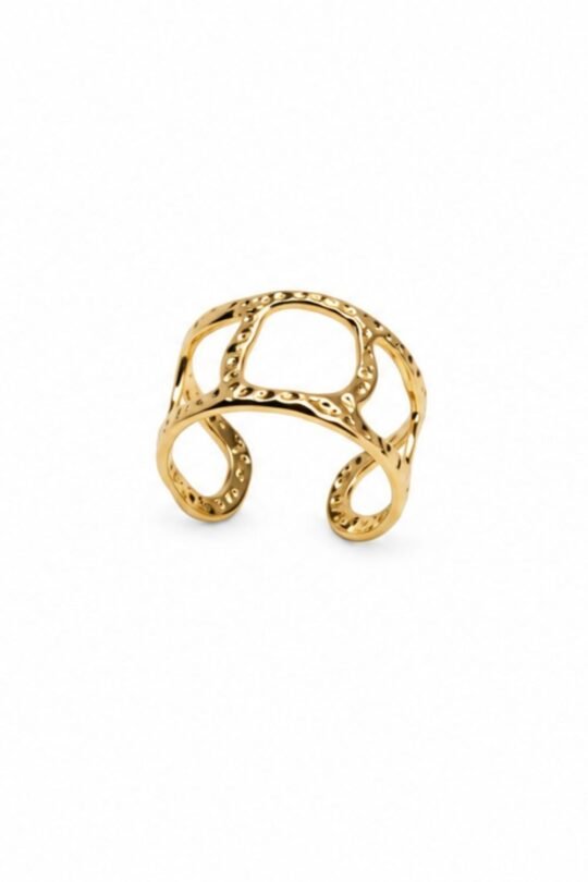 Golden Geometric Cuff Ring