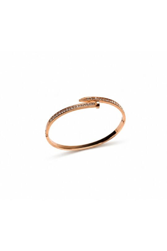 Rose Gold-Tone Crystal Crossover Bangle
