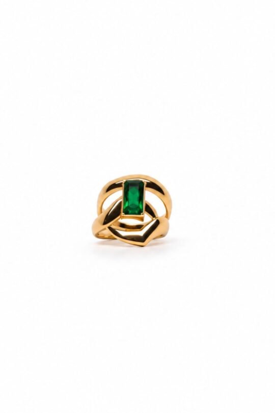 Green Sapphire Accent Stone Artistic Ring