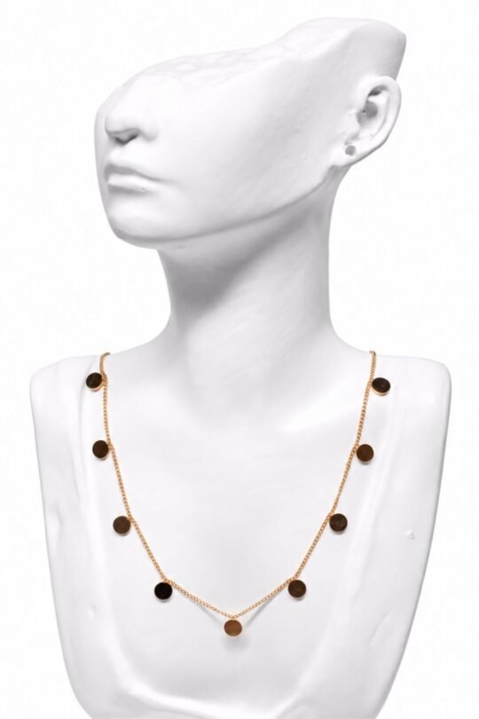 Gold-Tone Brown Disc Charm Necklace