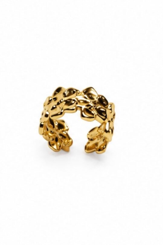 Leaf inspired hazy textured polished Ring