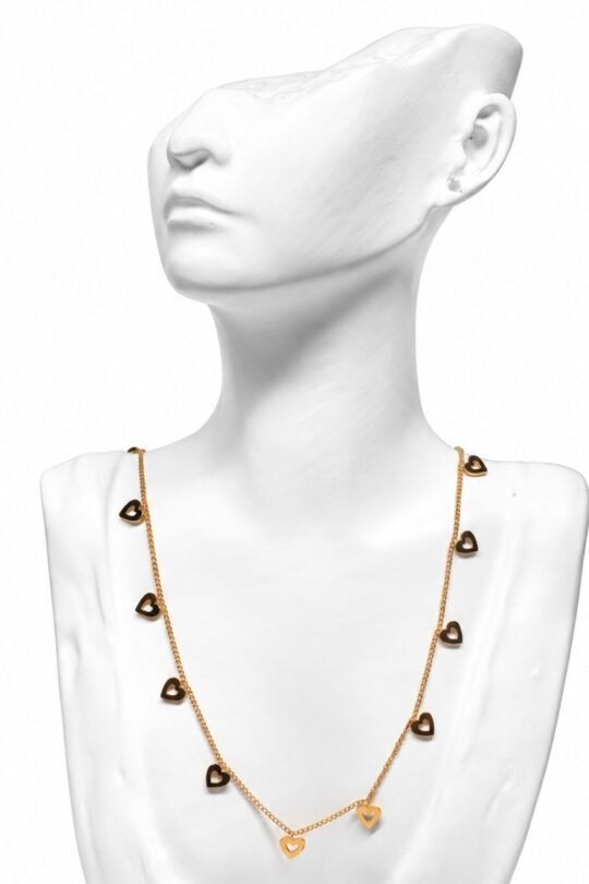 Gold-tone Heart Charm Necklace.
