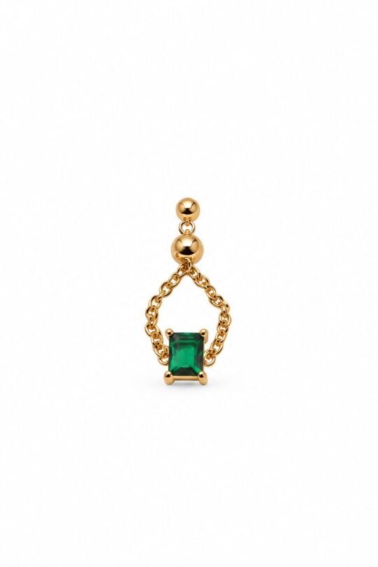 Green Tourmaline Stone embedded Hanging Lantren Ring