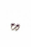 Ruby-red Oval stone and clear crystal Radiant Sunburst Design  Hoop Earrings