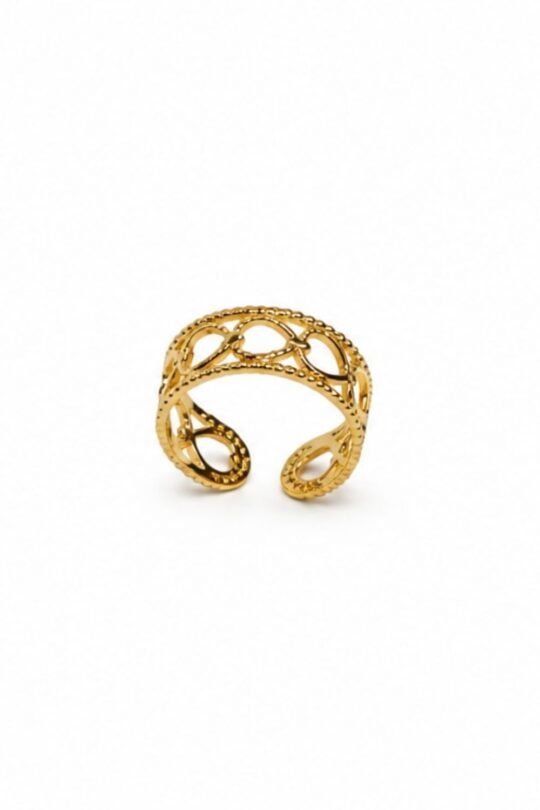 Open Heart Different pathway joined Beaded Bordered Ring