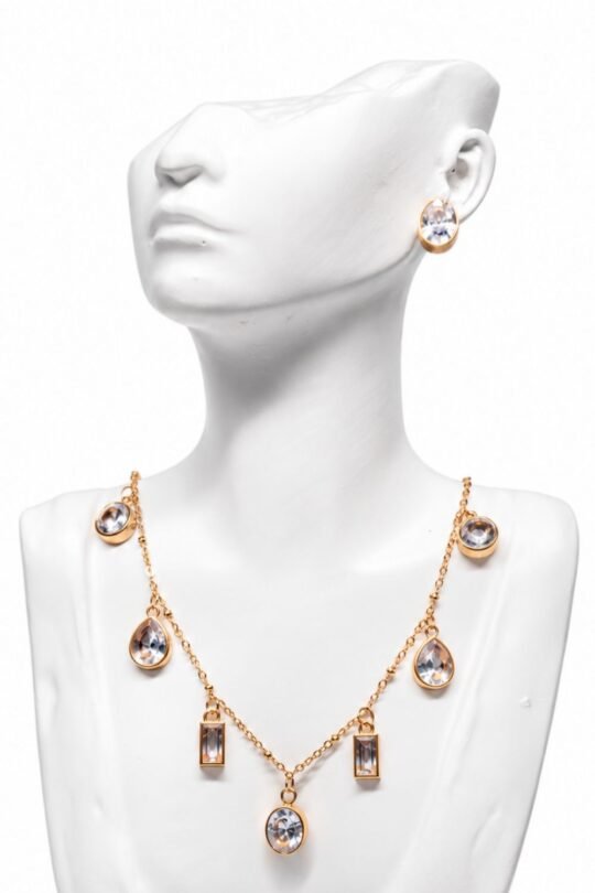 Gold-Tone Crystal Necklace & Earring Set