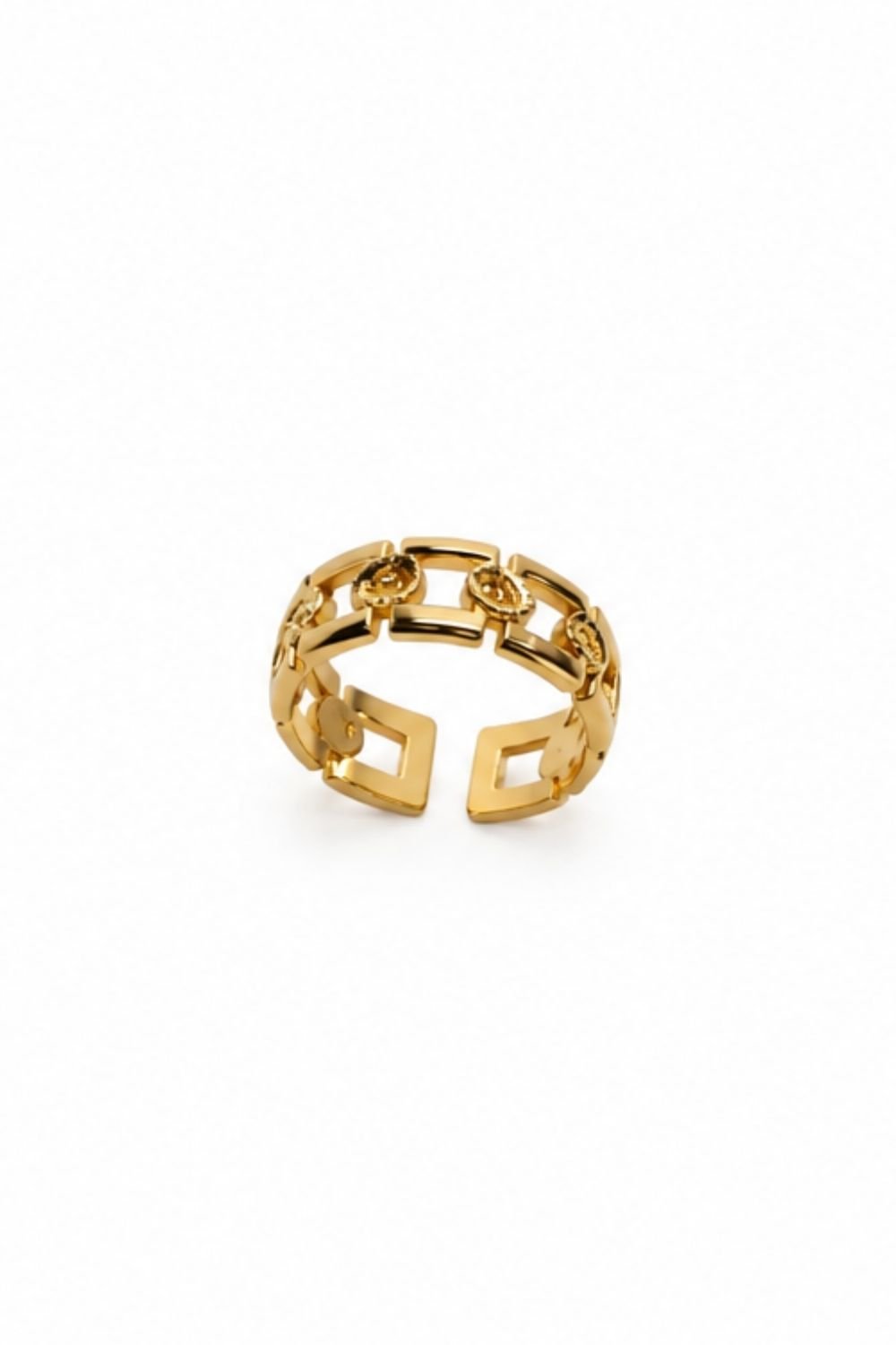 Square Block and Circle Trendy Ring