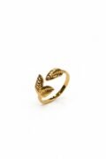 Fashionable Double and Single Leaf Open Ring
