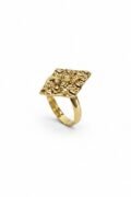 Gold-Tone Textured Square Ring
