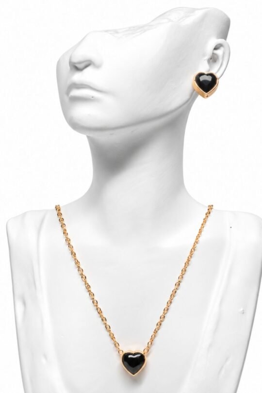 Bulgy Heart pendant and Earring Set