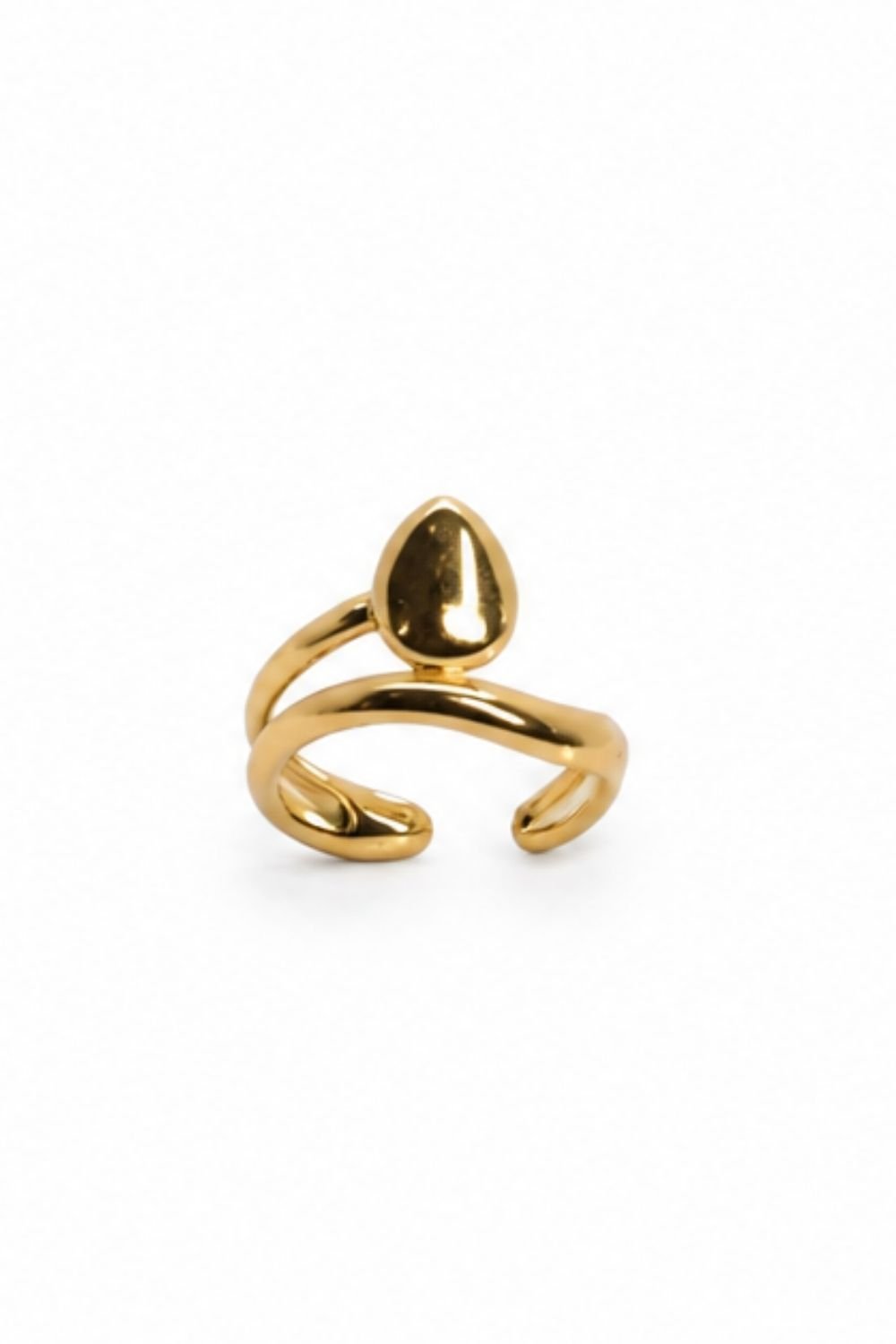 Distinctive teardrop-shaped top ring