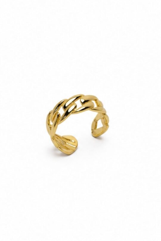 Highly Polished Slanting Loop Slim Chain Ring