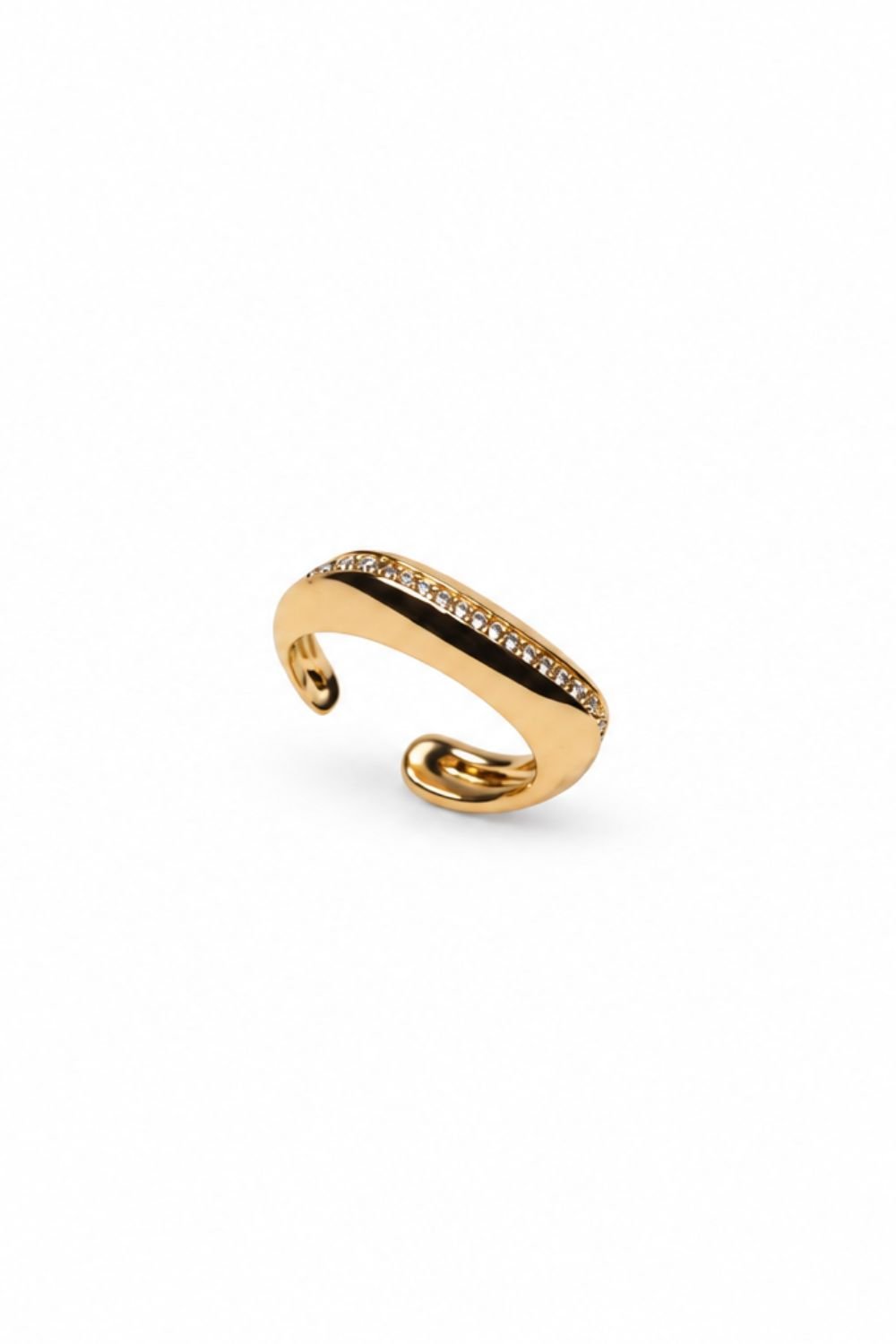 Flattened Fad Crystal Ring