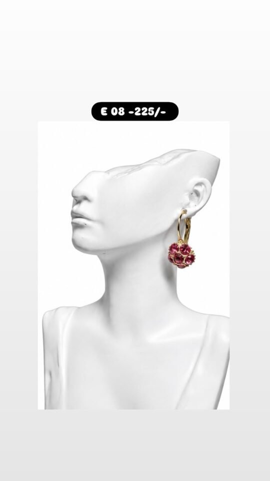 Stylish hoop earrings with maroon stone