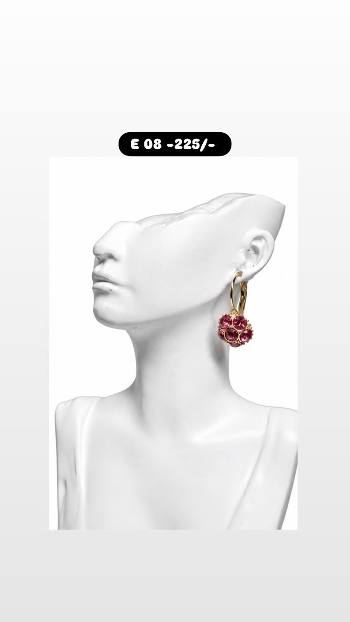 Stylish hoop earrings with maroon stone