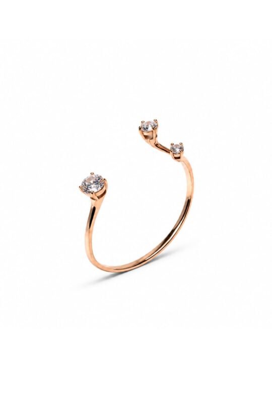 Sleek gold-tone White Crystal Open-ended Bracelet