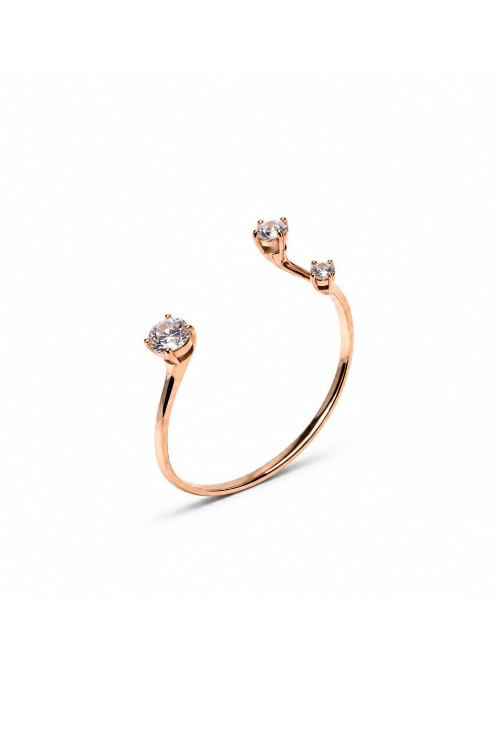 Sleek gold-tone White Crystal Open-ended Bracelet